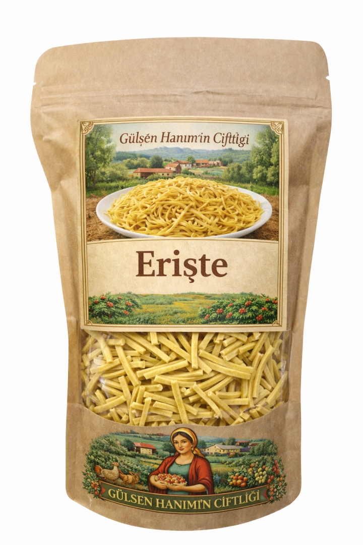 #77 - G&uuml;lşen Hanım Usul&uuml; Zerde&ccedil;allı Ev Eriştesi 400 Gram