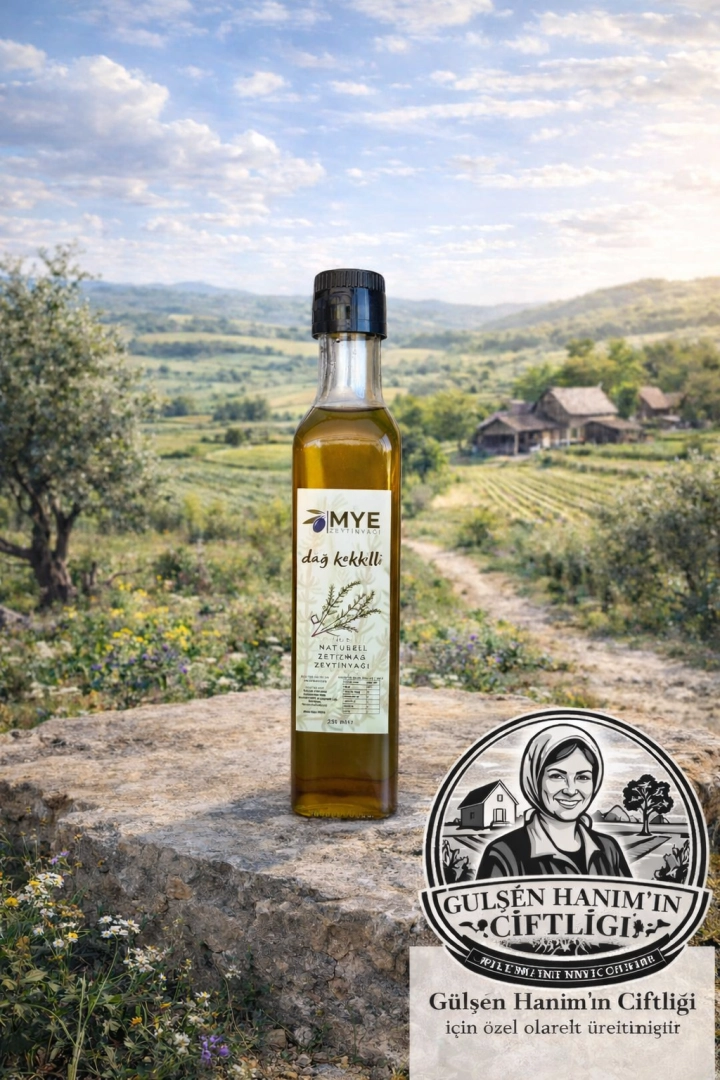 #98 - G&uuml;lşen Hanım&rsquo;a &Ouml;zel Dağ Kekikli Nat&uuml;rel Sızma Zeytinyağı (250 ml)