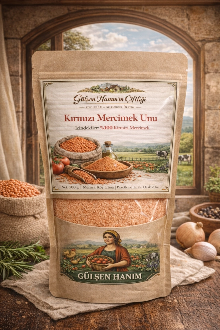 #88 - Doğal Katkısız Kırmızı Mercimek Unu 500 Gram