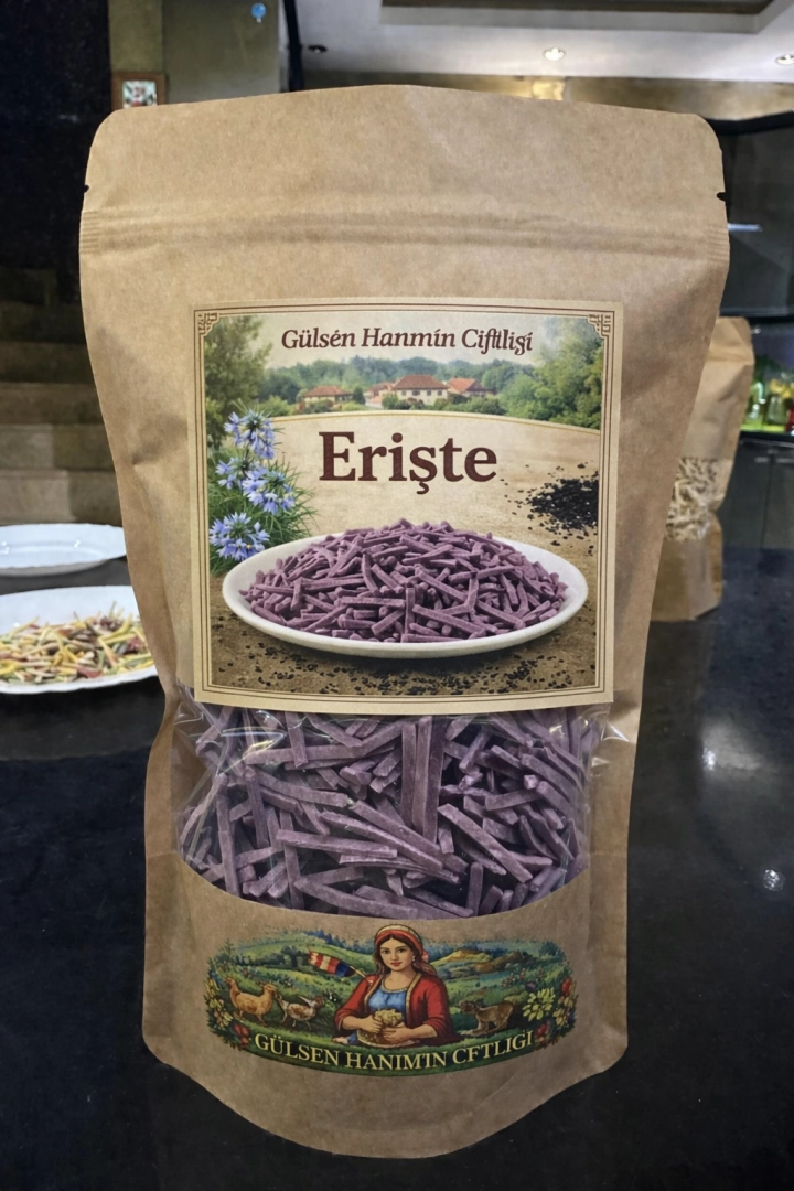 #82 - G&uuml;lşen Hanım Usul&uuml; Mormiksli Ev Eriştesi 400 Gram