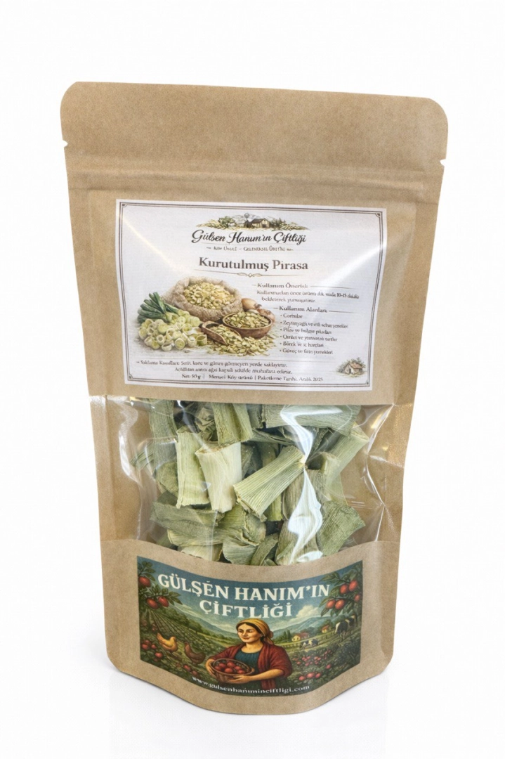 #32 - Geleneksel K&ouml;y Usul&uuml; Kurutulmuş Pırasa Kalın Dilim 50 Gram