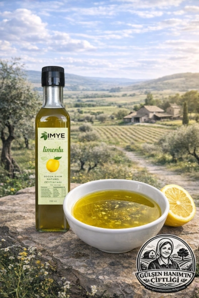 #ZCY0002 - G&uuml;lşen Hanım&rsquo;a &Ouml;zel Limonlu Zeytinyağı &ndash; Soğuk Sıkım (250 ml)